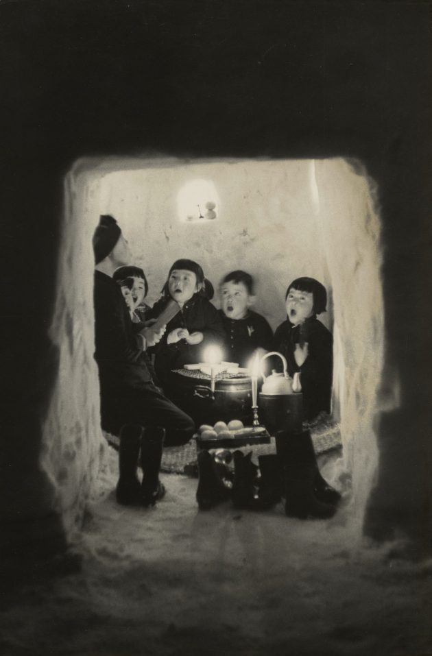 "Children Singing in a Snow Cave, Niigata Prefecture" (1956) by Hiroshi Hamaya, gelatin silver print, © Keisuke Katano, The J. Paul Getty Museum, Los Angeles.